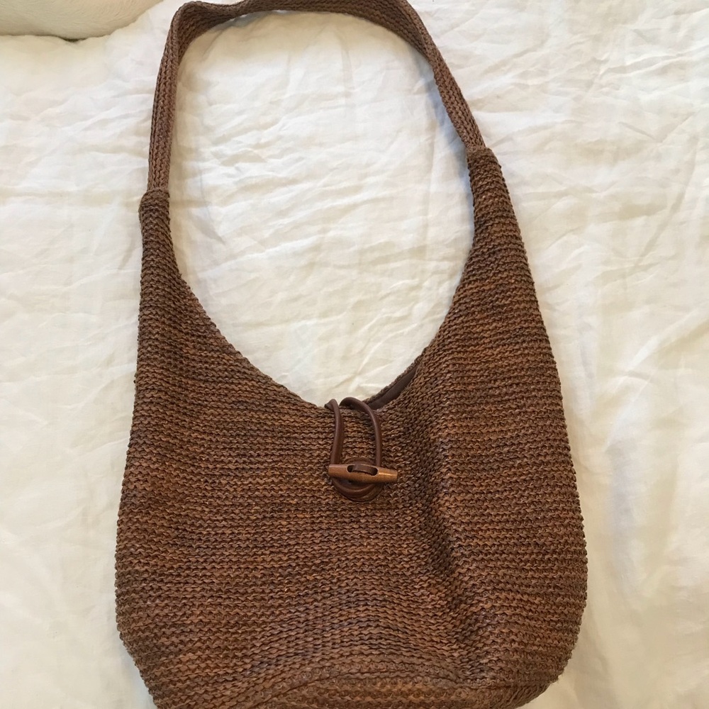 Brown straw purse